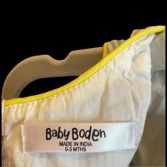 🌻Baby Boden Embroidered Blue & White Pinstriped Dress with Yellow Accents-0-3M 🌻 - Picture 3 of 3